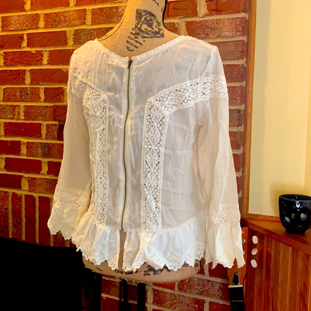 Free People cream bohemian blouse.  Size S